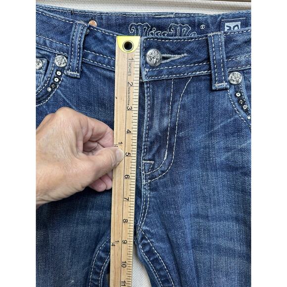 Miss Me Jeans Boot Cut Size 30 JP6220B Fleur de Lis Embellished Pocket Cowgirl - Picture 10 of 16
